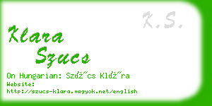 klara szucs business card